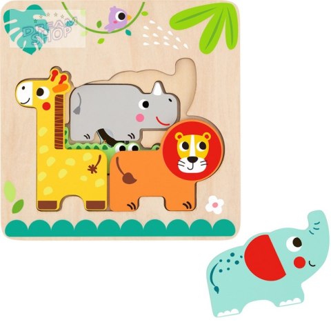 Tooky Toy Drewniane Puzzle Wielowarstwowe Tablica Zwierzątka Leśne 7 el. Tooky Toy Drewniane Puzzle Wielowarstwowe Tablica Zwierzątka Leśne 7 el.