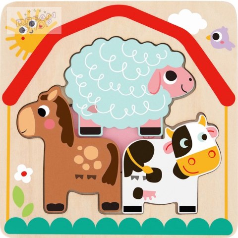 Tooky Toy Drewniane Puzzle Wielowarstwowe Tablica Zwierzątka na Farmie 7 el. Tooky Toy Drewniane Puzzle Wielowarstwowe Tablica Zwierzątka na Farmie 7 el.