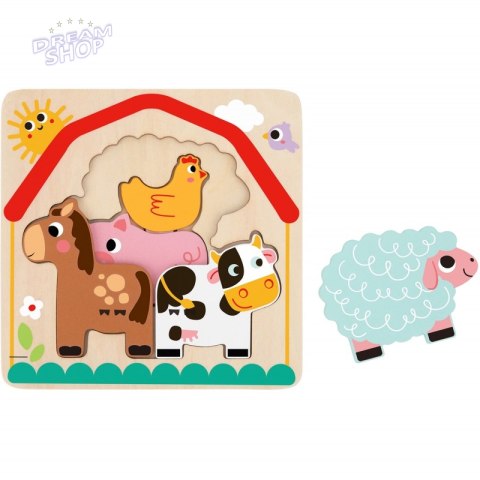 Tooky Toy Drewniane Puzzle Wielowarstwowe Tablica Zwierzątka na Farmie 7 el. Tooky Toy Drewniane Puzzle Wielowarstwowe Tablica Zwierzątka na Farmie 7 el.