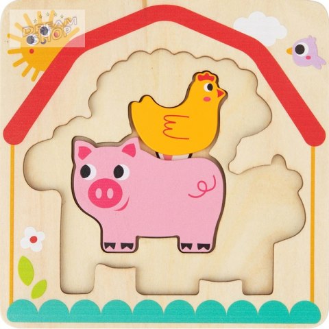 Tooky Toy Drewniane Puzzle Wielowarstwowe Tablica Zwierzątka na Farmie 7 el. Tooky Toy Drewniane Puzzle Wielowarstwowe Tablica Zwierzątka na Farmie 7 el.