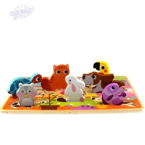 Tooky Toy Drewniane Puzzle Zwierzątka Dom Dopasuj Kształty Tooky Toy Drewniane Puzzle Zwierzątka Dom Dopasuj Kształty
