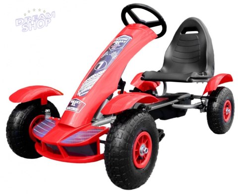 Duży Gokart Pompowane Koła Czerwony Duży Gokart Pompowane Koła Czerwony