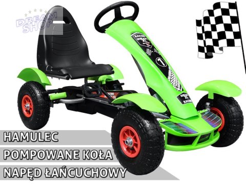 Duży Gokart Pompowane Koła Zielony Duży Gokart Pompowane Koła Zielony