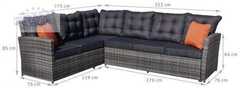 Meble Ogrodowe Rattan Narożniki Wysoki Stół Szary Meble Ogrodowe Rattan Narożniki Wysoki Stół Szary