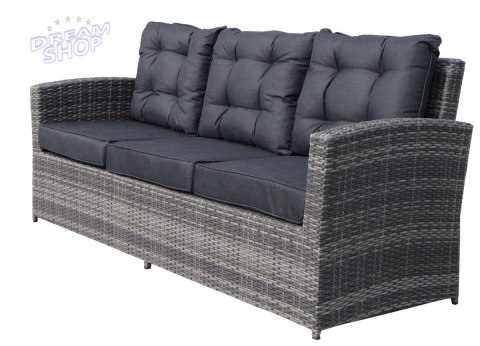 Meble Ogrodowe Rattan Wysoki Stół Pufy Szary Meble Ogrodowe Rattan Wysoki Stół Pufy Szary