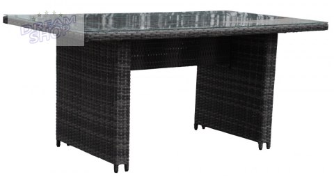 Meble Ogrodowe Rattan Wysoki Stół Pufy Szary Meble Ogrodowe Rattan Wysoki Stół Pufy Szary