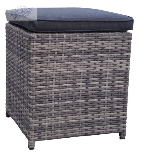 Meble Ogrodowe Rattan Wysoki Stół Pufy Szary Meble Ogrodowe Rattan Wysoki Stół Pufy Szary