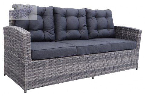 Meble Ogrodowe Rattan Wysoki Stół Pufy Szary Meble Ogrodowe Rattan Wysoki Stół Pufy Szary