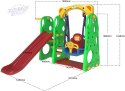 Zjeżdżalnia Huśtawka Koszykówka 3w1 Zielona