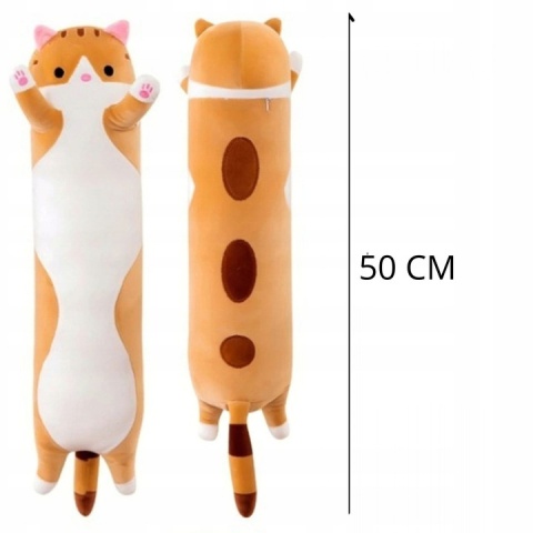 Długi Kotek Maskotka Poduszka Pluszak Kot 70cm XL SZARY