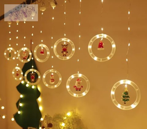 Lampki LED kurtyna z figurkami 3m 125LED ciepły biały Lampki LED kurtyna z figurkami 3m 125LED ciepły biały