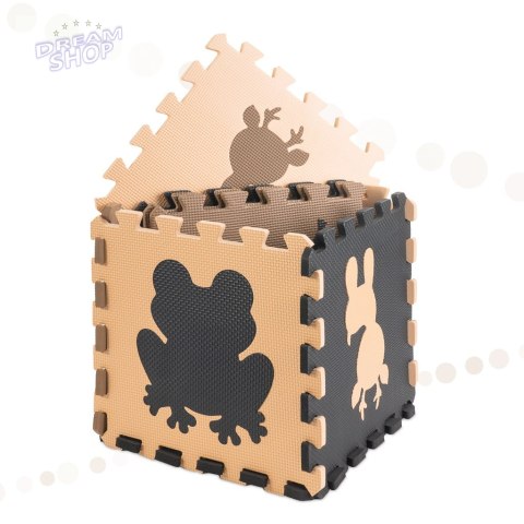 Puzzle piankowe mata dla dzieci 9el. beż-brąz-czar Puzzle piankowe mata dla dzieci 9el. beż-brąz-czar