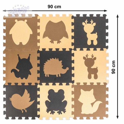 Puzzle piankowe mata dla dzieci 9el. beż-brąz-czar Puzzle piankowe mata dla dzieci 9el. beż-brąz-czar