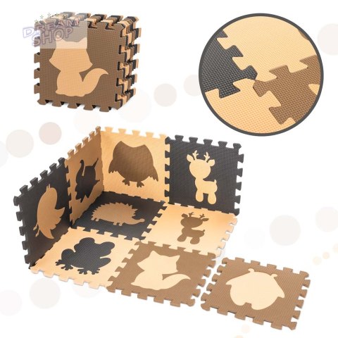 Puzzle piankowe mata dla dzieci 9el. beż-brąz-czar Puzzle piankowe mata dla dzieci 9el. beż-brąz-czar