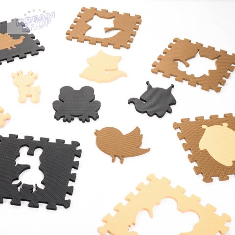 Puzzle piankowe mata dla dzieci 9el. beż-brąz-czar Puzzle piankowe mata dla dzieci 9el. beż-brąz-czar