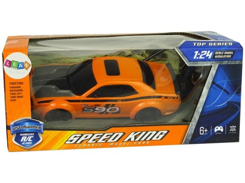 Zdalnie Sterowane Auto Sportowe 1:24 Wyścigi Pomarańczowe 27 Mhz Pilot