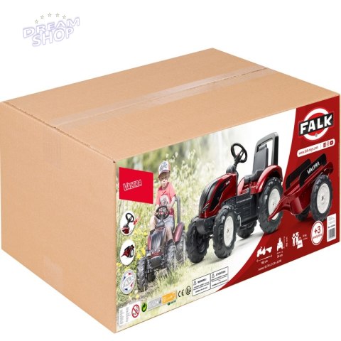 FALK Traktorek Czerwony Valtra S4 na Pedały z Przyczepką od 3 Lat FALK Traktorek Czerwony Valtra S4 na Pedały z Przyczepką od 3 Lat