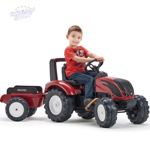 FALK Traktorek Czerwony Valtra S4 na Pedały z Przyczepką od 3 Lat FALK Traktorek Czerwony Valtra S4 na Pedały z Przyczepką od 3 Lat