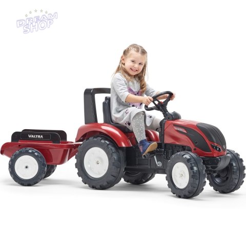 FALK Traktorek Czerwony Valtra S4 na Pedały z Przyczepką od 3 Lat FALK Traktorek Czerwony Valtra S4 na Pedały z Przyczepką od 3 Lat