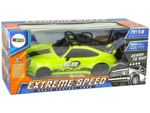 Samochód Sportowy 1:18 Zielone Koło Zapasowe Pilot 27 Mhz