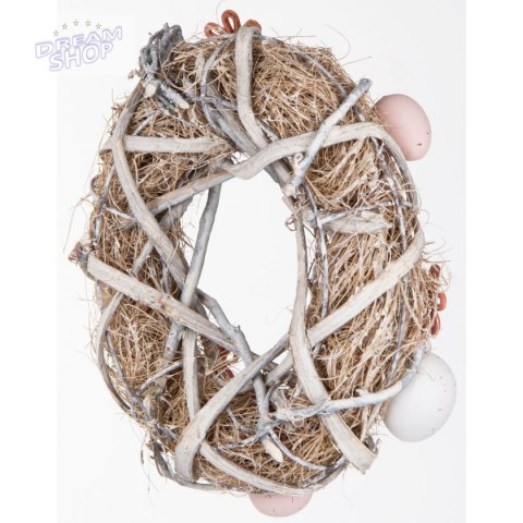 Wianek stroik dekoracyjny grey średnica 24 cm
