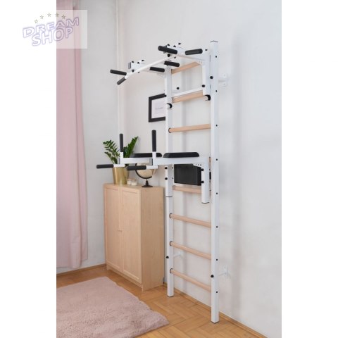Drabinka gimnastyczna drewniano metalowa z drążkiem i akcesoriami BenchK 232W Drabinka gimnastyczna drewniano metalowa z drążkiem i akcesoriami BenchK 232W