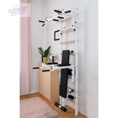Drabinka gimnastyczna drewniano metalowa z drążkiem i akcesoriami BenchK 233W Drabinka gimnastyczna drewniano metalowa z drążkiem i akcesoriami BenchK 233W