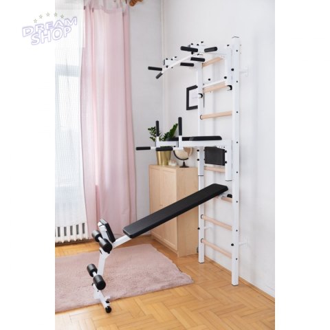 Drabinka gimnastyczna drewniano metalowa z drążkiem i akcesoriami BenchK 233W Drabinka gimnastyczna drewniano metalowa z drążkiem i akcesoriami BenchK 233W