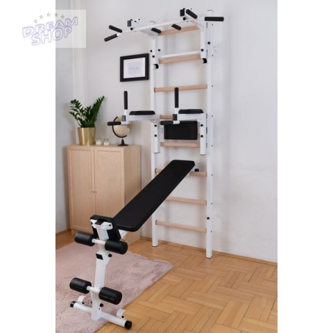 Drabinka gimnastyczna drewniano metalowa z drążkiem i akcesoriami BenchK 233W Drabinka gimnastyczna drewniano metalowa z drążkiem i akcesoriami BenchK 233W