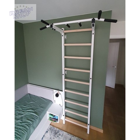 Drabinka gimnastyczna drewniano metalowa z metalowym drążkiem BenchK 311W Drabinka gimnastyczna drewniano metalowa z metalowym drążkiem BenchK 311W