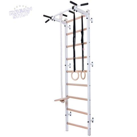Drabinka gimnastyczna drewniano metalowa z metalowym drążkiem i akcesoriami BenchK 311W A076 Drabinka gimnastyczna drewniano metalowa z metalowym drążkiem i akcesoriami BenchK 311W A076