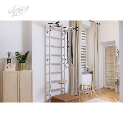 Drabinka gimnastyczna drewniano metalowa z metalowym drążkiem i akcesoriami BenchK 311W A076 Drabinka gimnastyczna drewniano metalowa z metalowym drążkiem i akcesoriami BenchK 311W A076