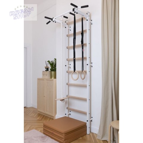 Drabinka gimnastyczna drewniano metalowa z metalowym drążkiem i akcesoriami BenchK 311W A076 Drabinka gimnastyczna drewniano metalowa z metalowym drążkiem i akcesoriami BenchK 311W A076