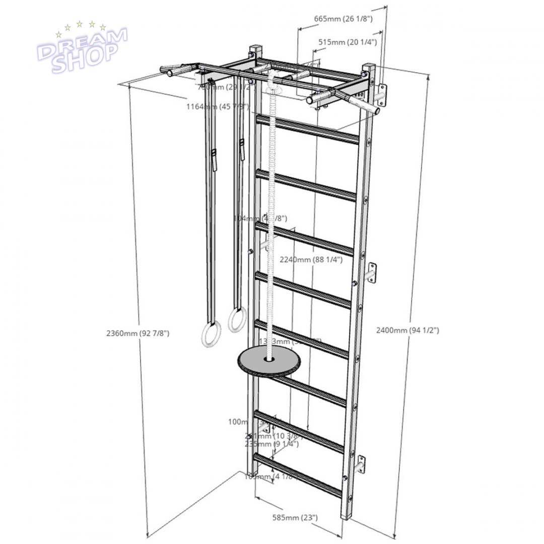 Drabinka gimnastyczna drewniano metalowa z metalowym drążkiem i akcesoriami BenchK 311W A076 Drabinka gimnastyczna drewniano metalowa z metalowym drążkiem i akcesoriami BenchK 311W A076
