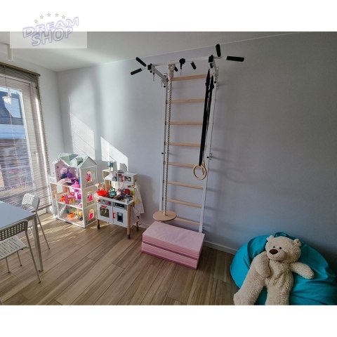 Drabinka gimnastyczna drewniano metalowa z metalowym drążkiem i akcesoriami BenchK 311W A076 Drabinka gimnastyczna drewniano metalowa z metalowym drążkiem i akcesoriami BenchK 311W A076