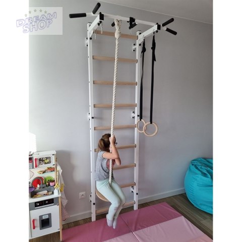 Drabinka gimnastyczna drewniano metalowa z metalowym drążkiem i akcesoriami BenchK 311W A076 Drabinka gimnastyczna drewniano metalowa z metalowym drążkiem i akcesoriami BenchK 311W A076