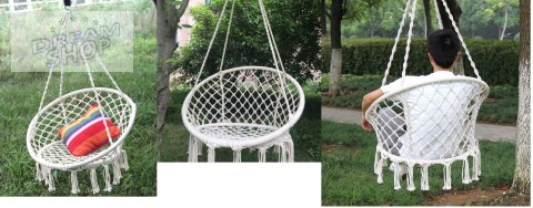 Huśtawka fotel bocianie gniazdo z oparciem ecru 80cm XL Huśtawka fotel bocianie gniazdo z oparciem ecru 80cm XL