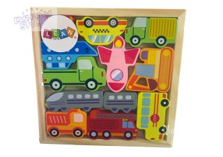 Drewniane Puzzle Środki Transportu Do Dopasowania Autobus Taxi