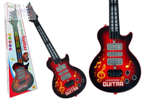 Gitara Elektryczna Gwiazda Struny Kolorowe Diody Czerwona Gitara Elektryczna Gwiazda Struny Kolorowe Diody Czerwona