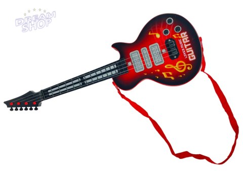 Gitara Elektryczna Gwiazda Struny Kolorowe Diody Czerwona Gitara Elektryczna Gwiazda Struny Kolorowe Diody Czerwona