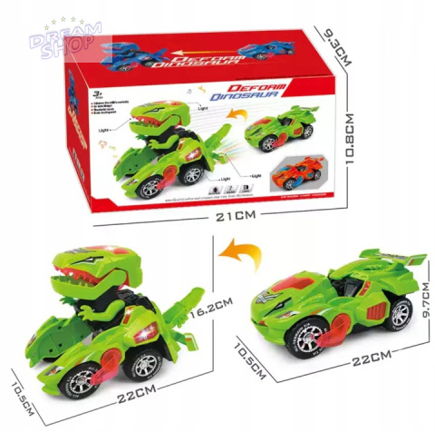 AUTO ROBOT DINOZAUR ZMIENIAJĄCY JEŹDZI GRA ŚWIECI LED AUTO ROBOT DINOZAUR ZMIENIAJĄCY JEŹDZI GRA ŚWIECI LED