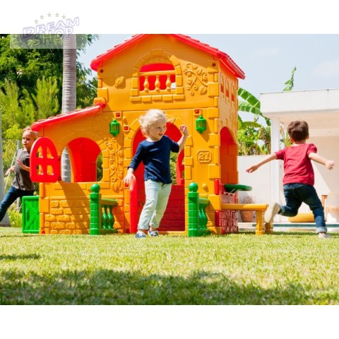 FEBER Domek Ogrodowy Super Villa ze Stolikiem Krzesłami Duży FEBER Domek Ogrodowy Super Villa ze Stolikiem Krzesłami Duży