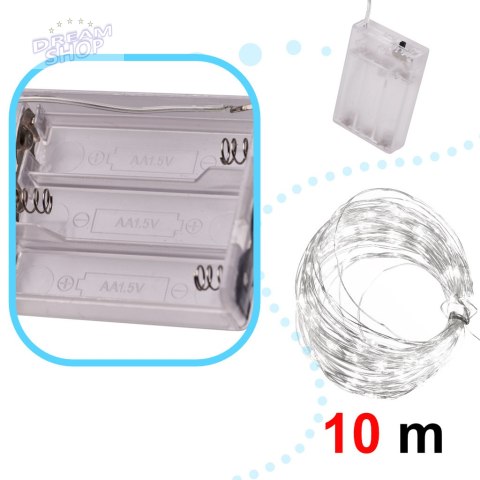 Lampki LED druciki dekoracyjne 10m 100LED zimny biały Lampki LED druciki dekoracyjne 10m 100LED zimny biały