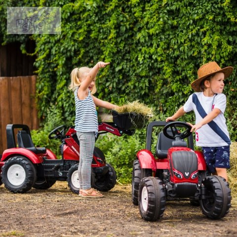 FALK Traktor Valtra Bordowy na Pedały z Przyczepką i Łyżką od 3 Lat FALK Traktor Valtra Bordowy na Pedały z Przyczepką i Łyżką od 3 Lat