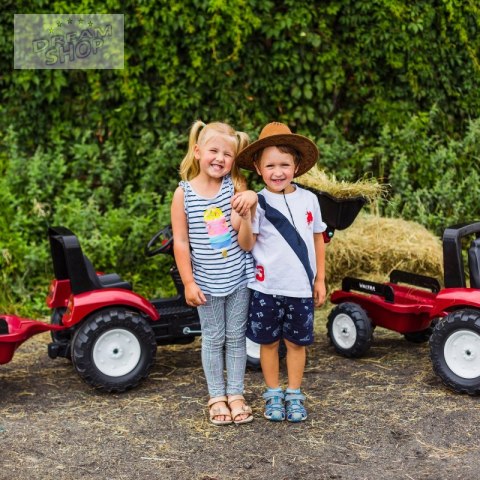 FALK Traktor Valtra Bordowy na Pedały z Przyczepką i Łyżką od 3 Lat FALK Traktor Valtra Bordowy na Pedały z Przyczepką i Łyżką od 3 Lat
