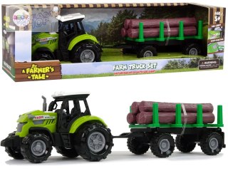 Zielony Traktor Przyczepa Bale Drewna Farma Dźwięk