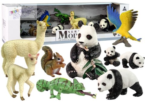 Figurka Zwierzęta Zestaw Papuga Panda Figurka Zwierzęta Zestaw Papuga Panda