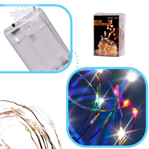 Lampki LED druciki dekoracyjne 10m 100LED multikolor Lampki LED druciki dekoracyjne 10m 100LED multikolor