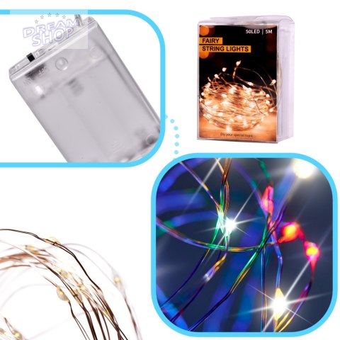 Lampki LED druciki dekoracyjne 5m 50LED multikolor Lampki LED druciki dekoracyjne 5m 50LED multikolor