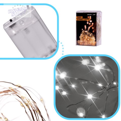 Lampki LED druciki dekoracyjne 5m 50LED zimny biały Lampki LED druciki dekoracyjne 5m 50LED zimny biały